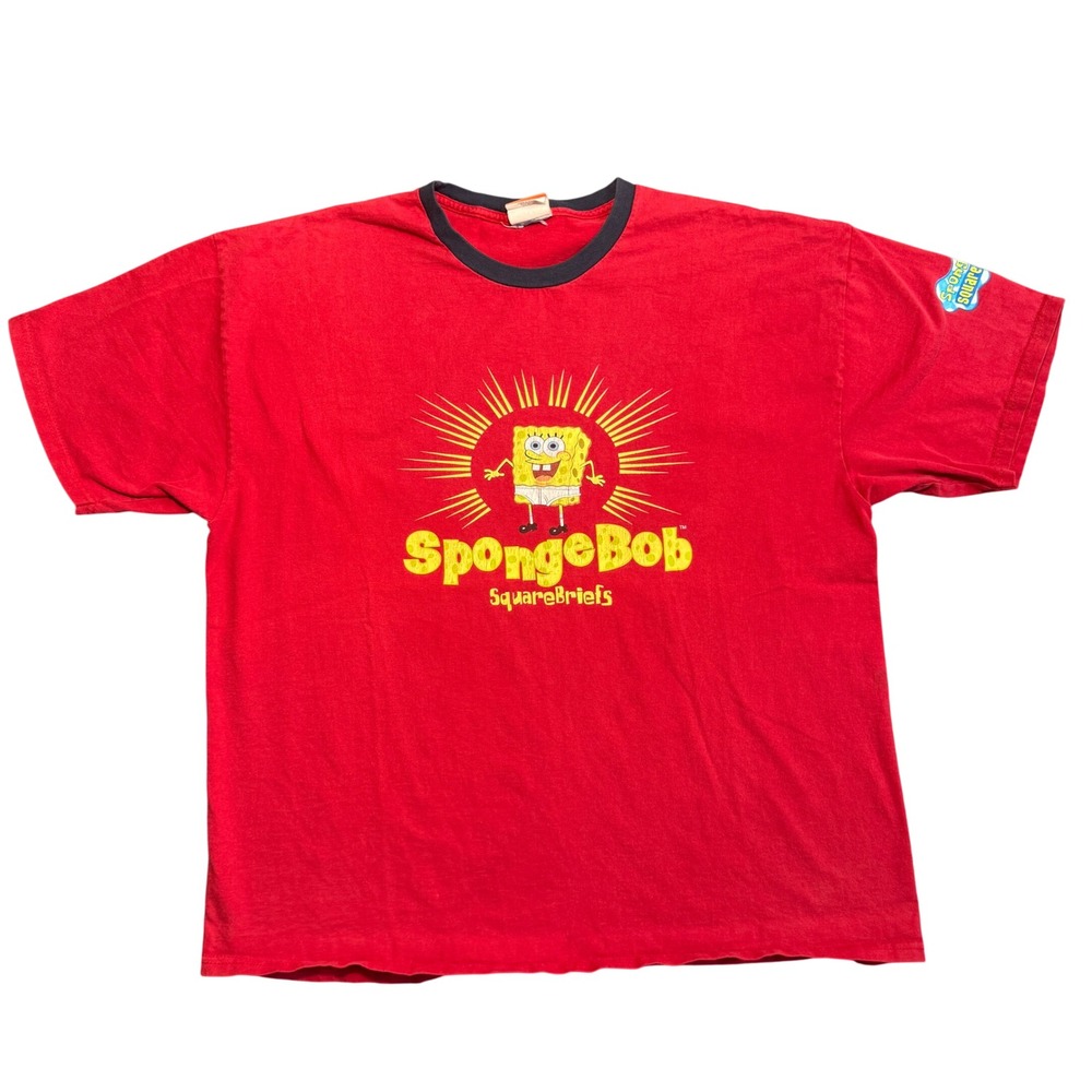 Vintage SpongeBob SquarePants Red Ringer T-Shirt SquareBriefs XL